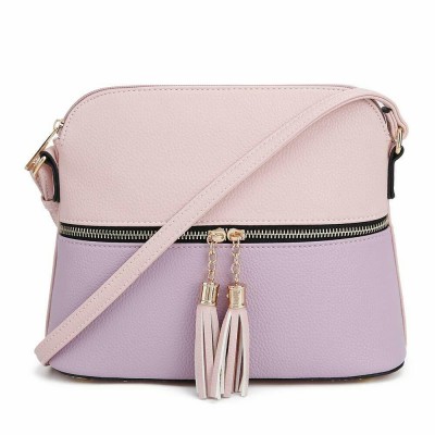 AM3031P-BLUSH/LAVENDER DOME VEGAN LEATHER CROSSBODY BAG